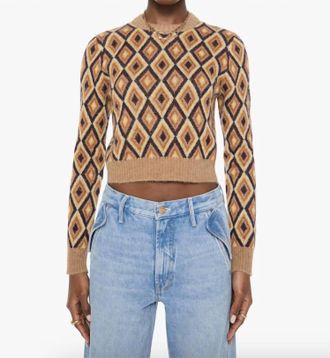 Mother The Crop Jumper In Beeswax And Caramel