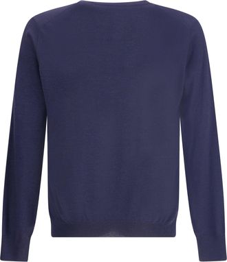 Brunello Cucinelli Mens Ultrafine Virgin Wool Sweater Navy+grigio Scuro