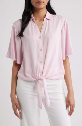 Beach Lunch Lounge Roxanna Tie Hem Shirt in Pale Pink at Nordstrom, Size X-Small