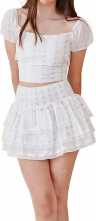 Theme Noa Heart Lurex Tie Back Top In Winter White