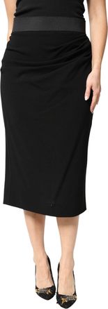 Dolce & Gabbana Womens Black Wool High Waist Pencil Cut Midi Skirt 05+pa+wv