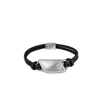 Police Armband Mannen Leer Zwart Matobo Pj. 26559Bls/01 - Heren - Armbanden - Grijs - ONE Size - Leer - Accessoires