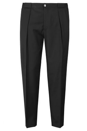 BRIGLIA 1949 Black Portobello Wool Medium Waist Tapered Wool Pants