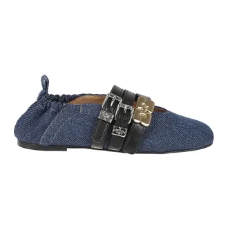 Ganni Schoenen, Dames, Blauw, 37 EU, Katoen, Sue Triple Ballerina