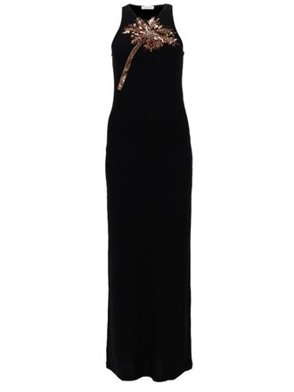 Paco Rabanne Sleeveless Palm Tree Sequin Dress