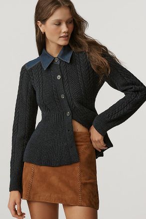 Pilcro Peplum Cable Cardigan Sweater