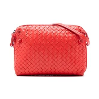 Bottega Veneta Pre-owned Cross Body Bags, female, Red, Size: ONE SIZE Pre-owned Woven Leather Crossbody Bag