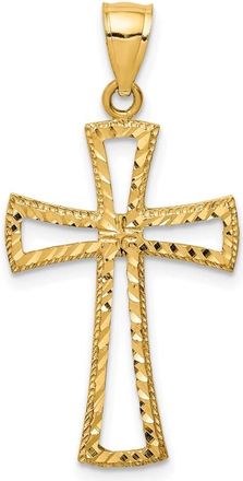Diamond2Deal 14k Yellow Gold Diamond-Cut Cross Pendant