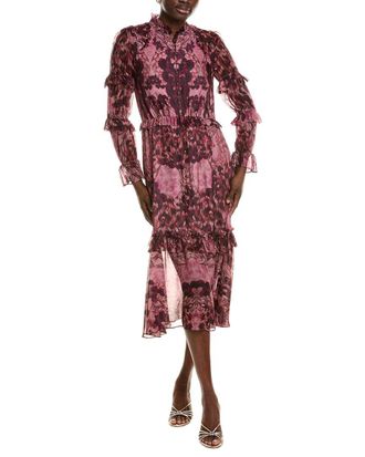 Marchesa Notte Silk-Blend Midi Dress