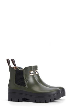 Barbour Halton Waterproof Chelsea Rain Boot in Olive Green/Black at Nordstrom, Size 10