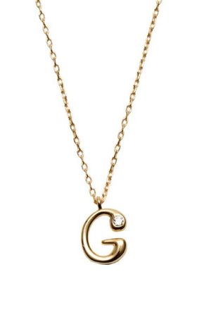Argento Vivo Cubic Zirconia Bubble Initial Necklace in Gold G at Nordstrom