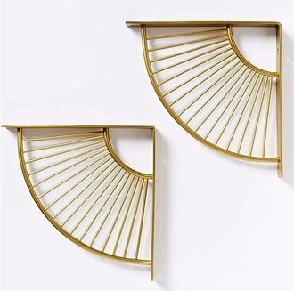 OEM Juego De 2 Soportes Triangulares Flotantes De Metal Dorado Con Forma De Abanico, Soportes De Pared, Soportes De Esquina Resistentes, Para El Hogar, Of