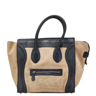 Celine Pre-owned Tote Bags, female, Beige, Size: ONE SIZE Pre-owned Suede totes