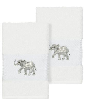 Linum Home Textiles Quinn Turkish Cotton 2Pc Embellished Hand Towel Set