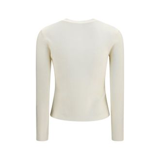 Max Mara Logo-Embroidered Wool Sweater - White