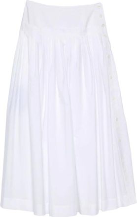 Lanvin Pliss&eacute; Midi Rok - Dames - Midirokken - Wit - XS - Katoen - Rokken