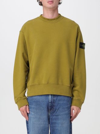 Stone Island Felpa girocollo in cotone con patch logo Compass sulla manica
