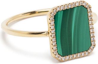 Persée 18K Yellow Gold Malachite And Diamond Ring - Womens - Stone/18kt Yellow Gold