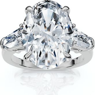 Pompeii3 Certified 4 1/3Ct Oval & Baguette Diamond Engagement Ring 14k Gold/Pt Lab Grown