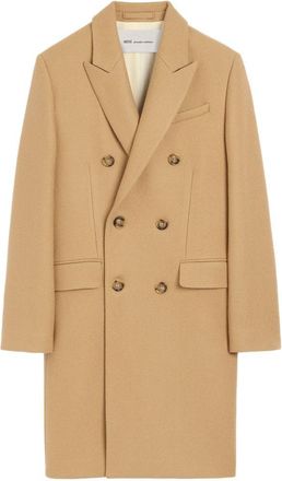 Ami Double-Breasted Structured Coat with Wide Lapels