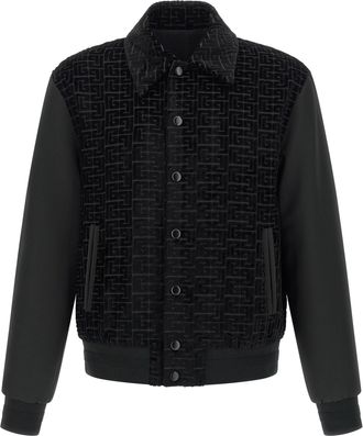 Balmain Velvet Bomber Jacket Puffer Jackets Nero-Uomo