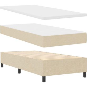 vidaXL Cama Con Base Tapizada Con Colch&oacute;n Y Banco Beige 80x200 Cm Tela Vidaxl
