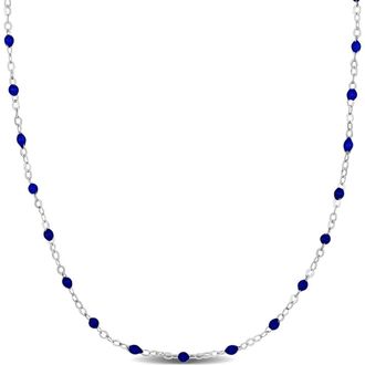 Delmar Sterling Silver Blue Enamel Bead Station Chain Necklace at Nordstrom Rack