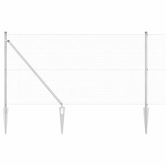 Berkfield Home Welded Wire Fence with 13 Spike Posts 0.8x10 m Galvanised Steel in Silver
