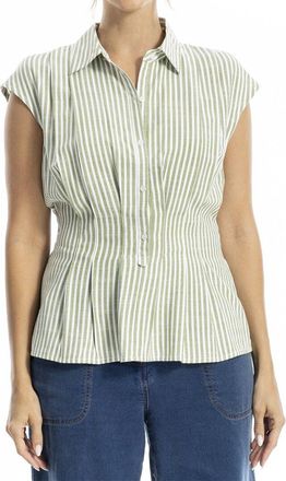 Max Studio Cap Sleeve Collared Shirt