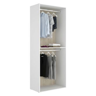 Dmora Guardarropa Grande Ashebrook, Armario Habitaci&oacute;n Un Estante, Perchero, Cajones, 45x205h Cm Blanco