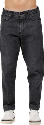 Berwich Morello Jeans met Wijde Pijpen en Vijf Zakken - Heren - Loose Fit Jeans - Zwart - S - Katoen - Jeans