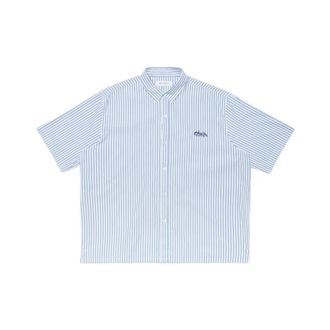 Edwin Toledo Shirt SS - Heren - Korte mouwen Overhemden - Blauw - 2XL - Katoen - Overhemden