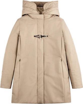 Fay Beige High Collar Hooded Padded Coat