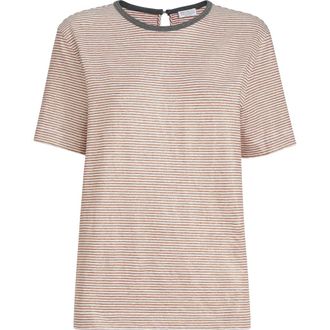 Brunello Cucinelli Striped jersey T-shirt in Orange at Nordstrom, Size 3X-Large Eu
