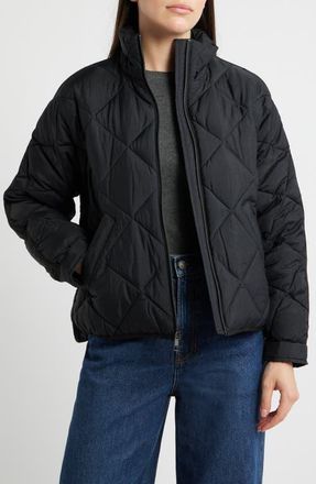 BCBGeneration Crop Diamond Quilted Jacket in Black at Nordstrom, Size X-Large