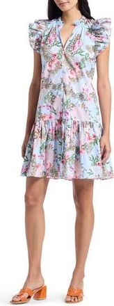 Robert Graham Savannah Floral Paisley Cap Sleeve Shift Dress in Blue Multi at Nordstrom Rack, Size 10