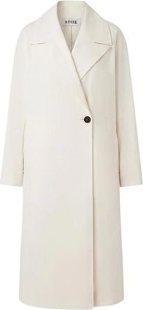 R&oacute;he Double-Breasted Coats, female, White, Size: M/L Oversized Crushed Cotton Coat
