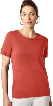 Jessica London Fine Gauge Crewneck Knit Shell in Burnt Red at Nordstrom, Size 12