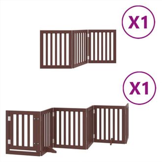 vidaXL Puerta De Perros Plegable 9 Paneles Madera &Aacute;lamo Marr&oacute;n 450 Cm Vidaxl