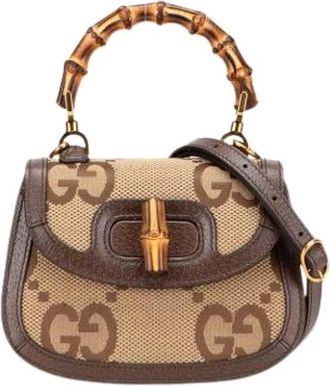 Gucci Pre-owned Mini Bags, female, Brown, Size: ONE SIZE Pre-owned Canvas Mini Bag