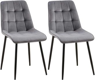 Clp Clp - Lote De 2 Sillas De Comedor Funda De Terciopelo Gifford Gris Oscuro Terciopelo