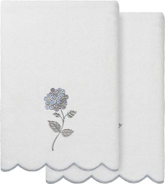 Linum Home Textiles 100% Turkish Cotton Hydea Scallop 2Pc Embellished Bath Towel Set