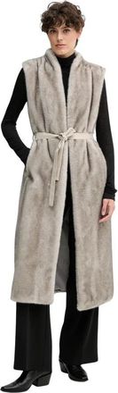 Gaud&igrave; Nep Bont Vest - Dames - Jas met riem - Grijs - M - Polyester - Jassen