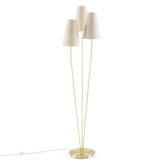 La Redoute Interieurs Drievoudige staande lamp in messing, linnen & rotan, Amaya