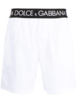 Dolce & Gabbana Costume da bagno con banda logo - Bianco