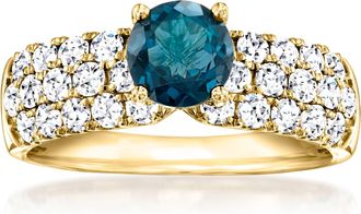Ross-Simons London Blue Topaz Ring With Lab-Grown Diamonds in 14kt Yellow Gold
