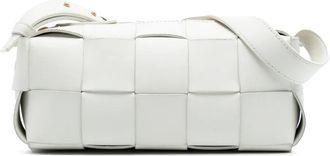 Bottega Veneta Borsa a spalla Intrecciato Brick Cassette piccola in pelle di agnello 2012-2025 - Bianco