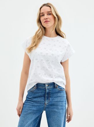 Contemporaine Womens Broderie anglaise pure organic cotton cap-sleeve T-shirt