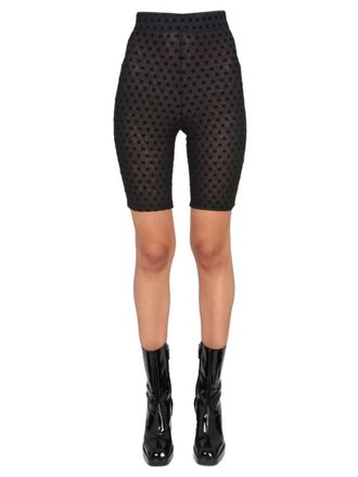 Rotate Black Polyester Logo Shorts