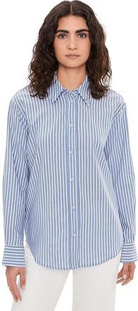 Michael Stars Carson Button Down Shirt Womens Clothing Sky : LG (US 8-10), Cotton/Down/Lyocell